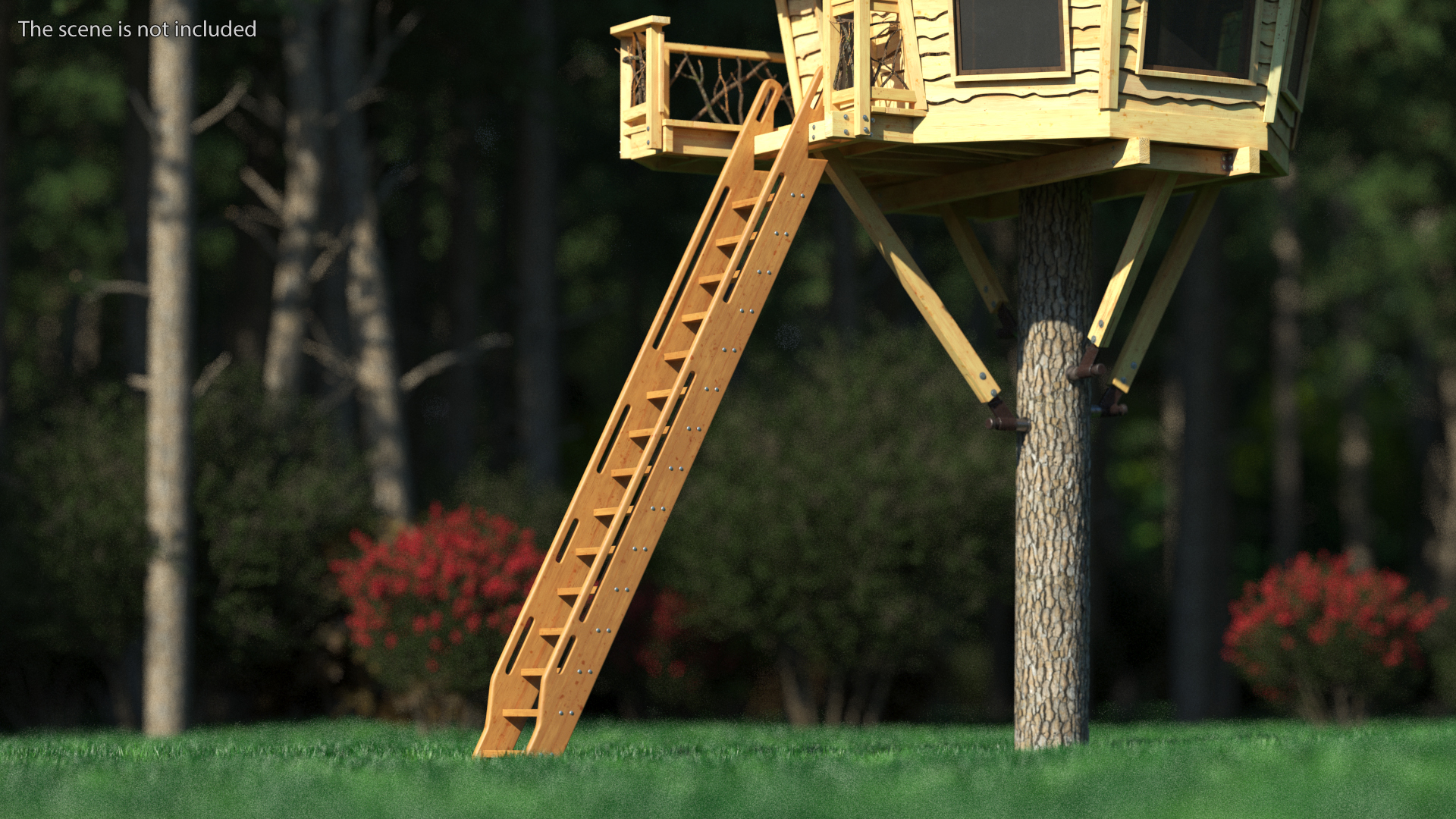 Tree House with One Pine 3D model