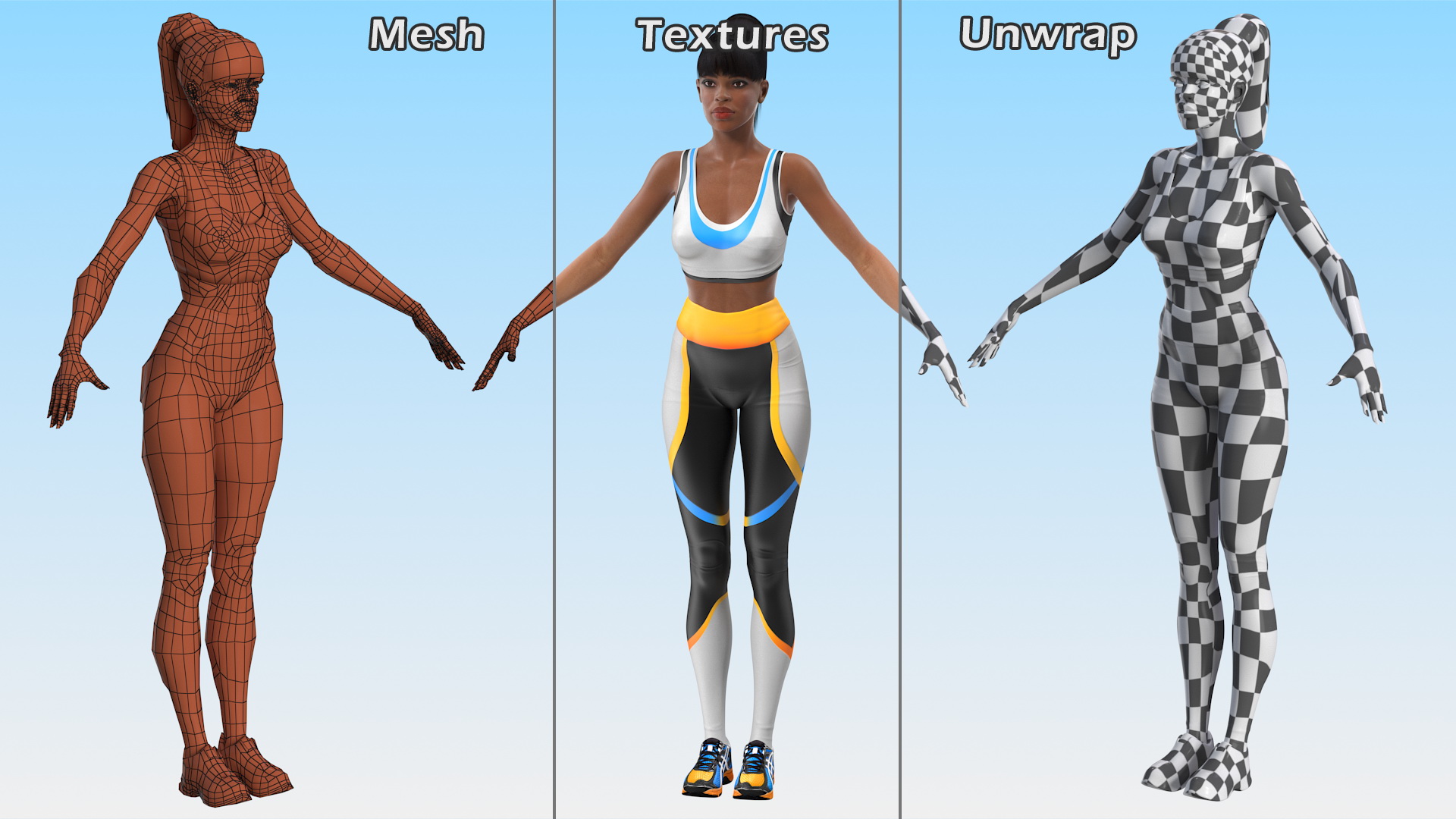 Light Skin Fitness Woman Neutral Pose 3D