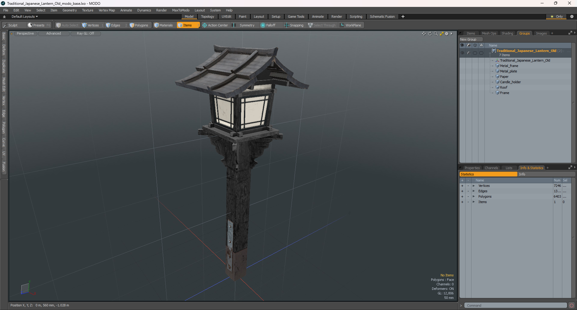 Traditional Japanese Lantern Old 3D