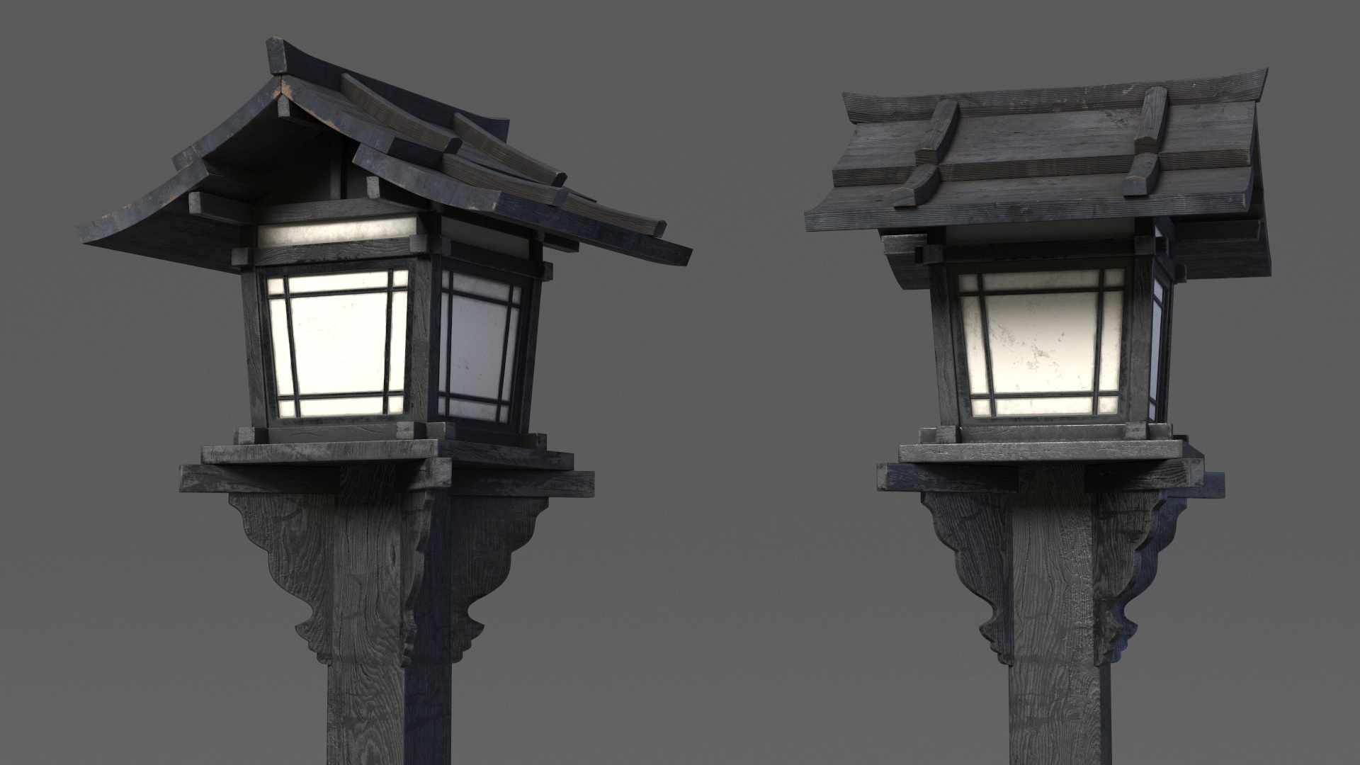 Traditional Japanese Lantern Old 3D