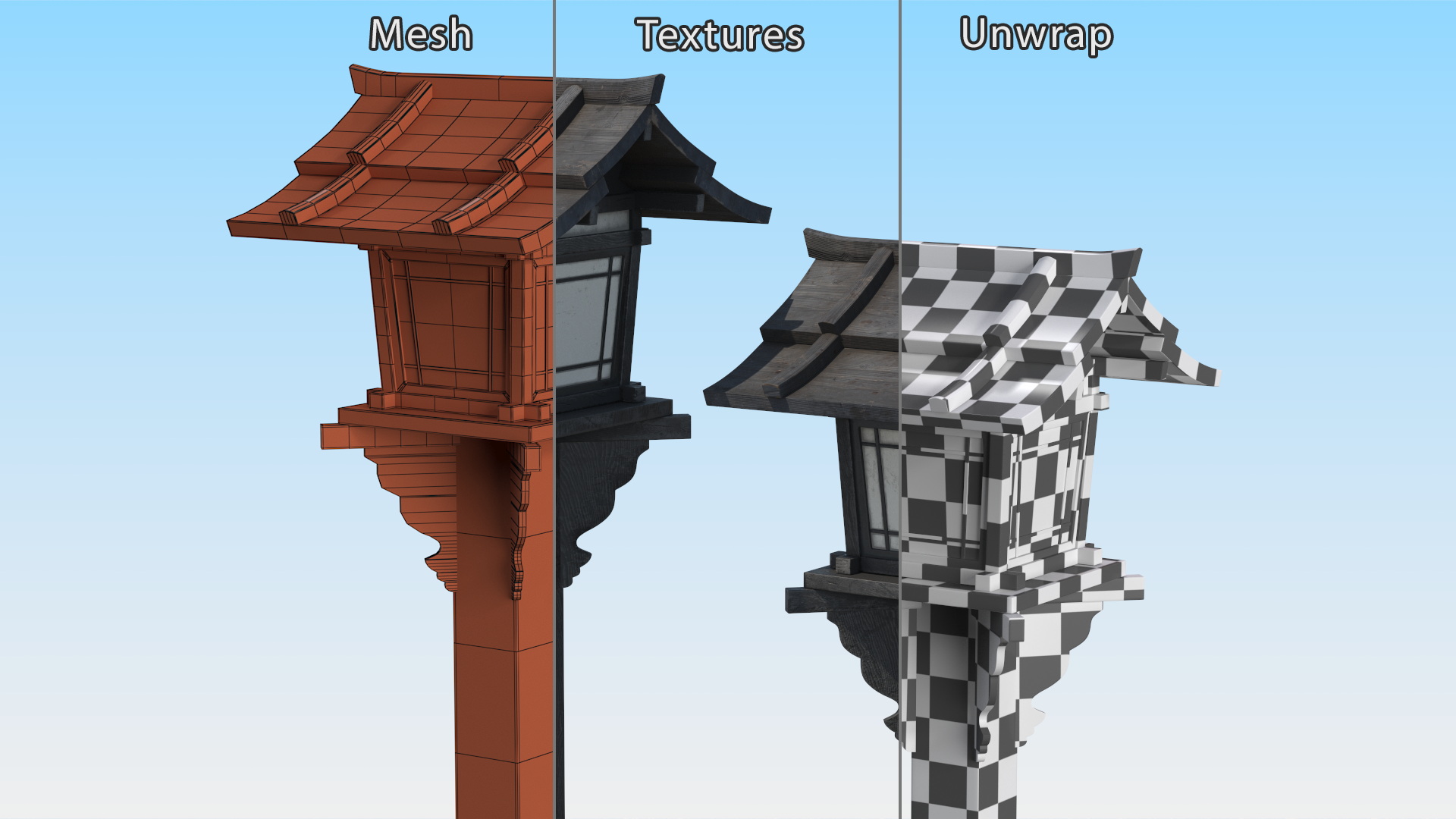 Traditional Japanese Lantern Old 3D