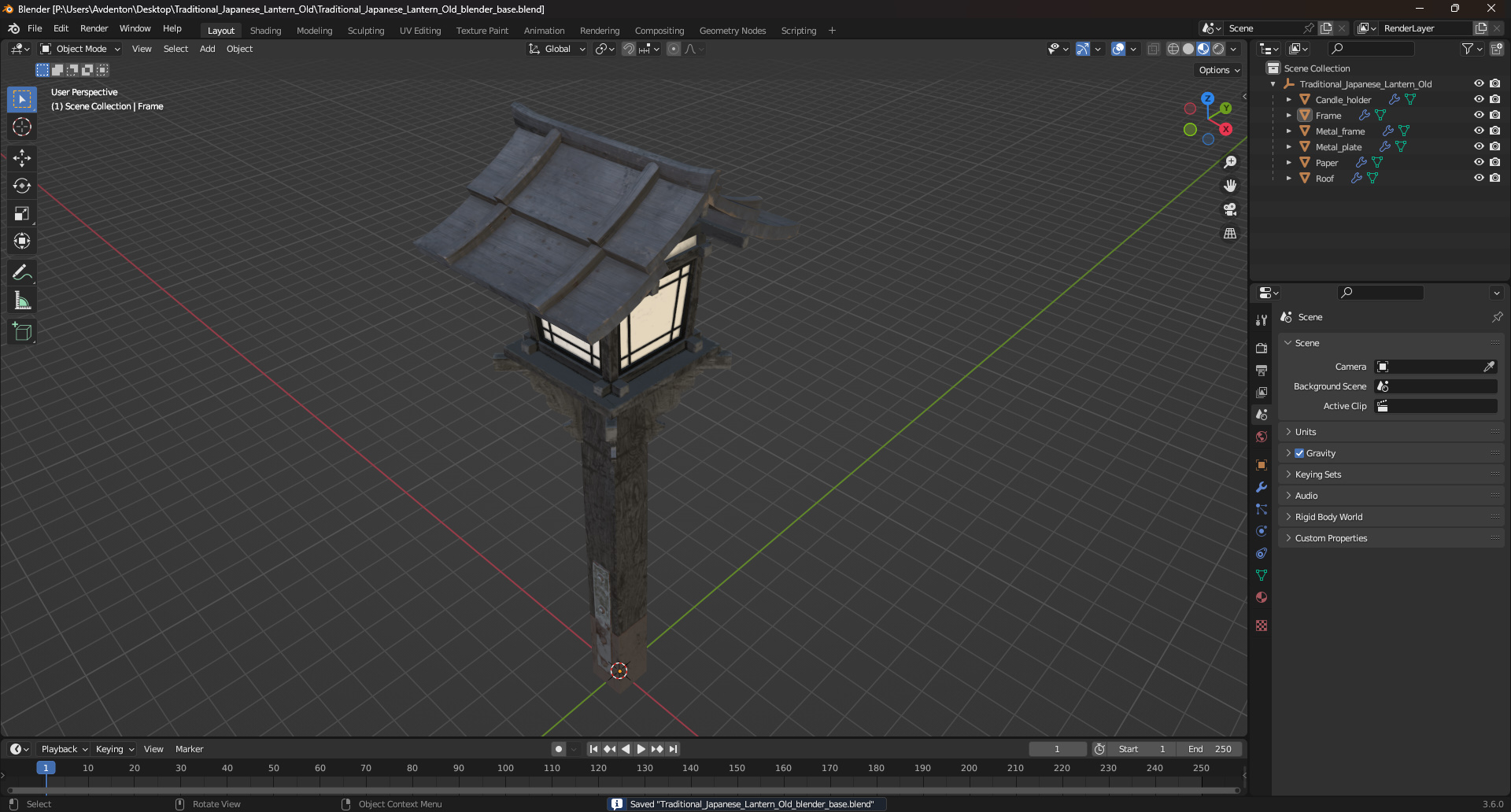 Traditional Japanese Lantern Old 3D