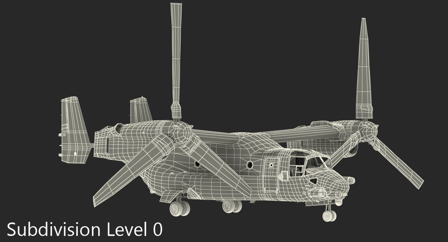 V 22 Osprey Transport Aircraft Rigged 3D