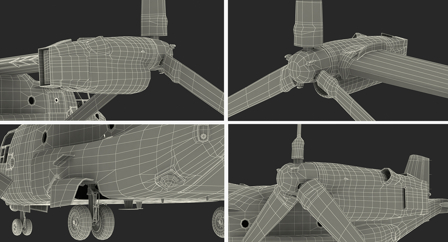 V 22 Osprey Transport Aircraft Rigged 3D