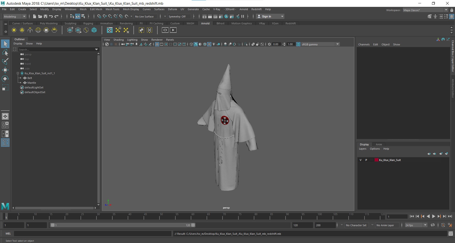 Ku Klux Klan Suit 3D