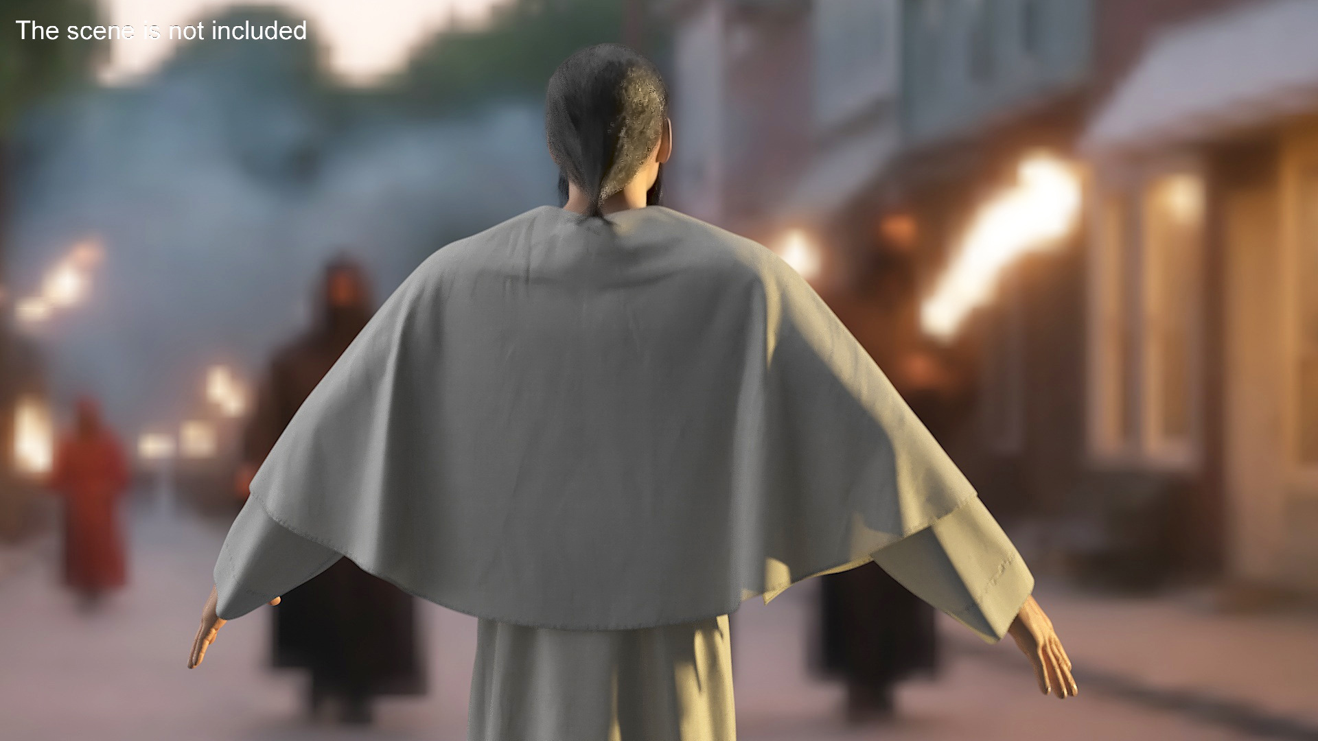 Monk with White Robe and Cape 3D model