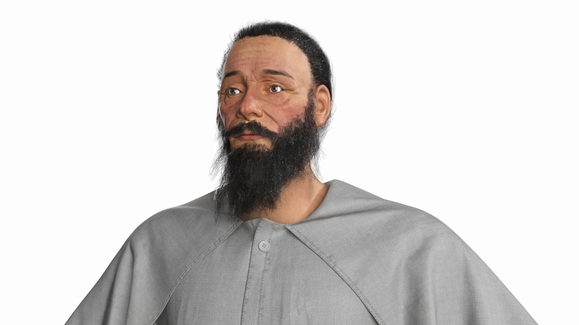 Monk with White Robe and Cape 3D model