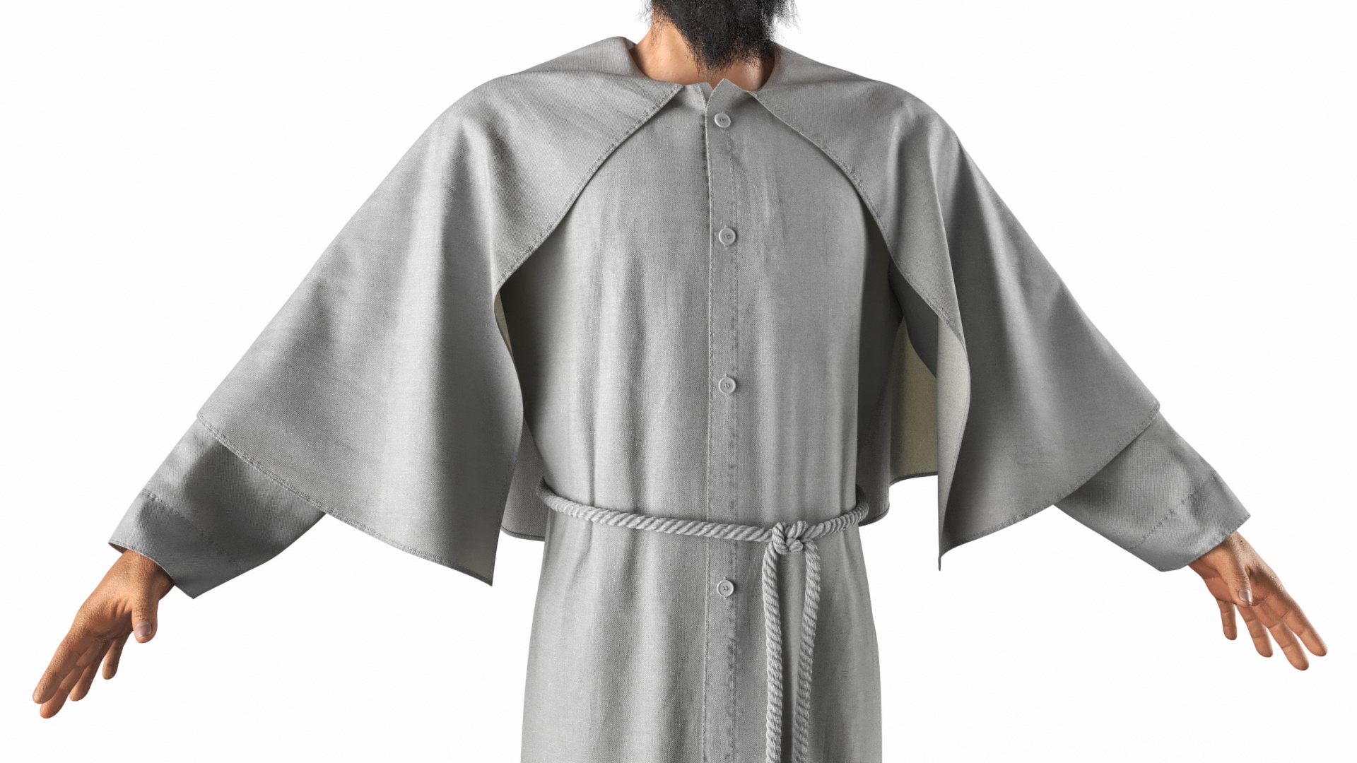 Monk with White Robe and Cape 3D model