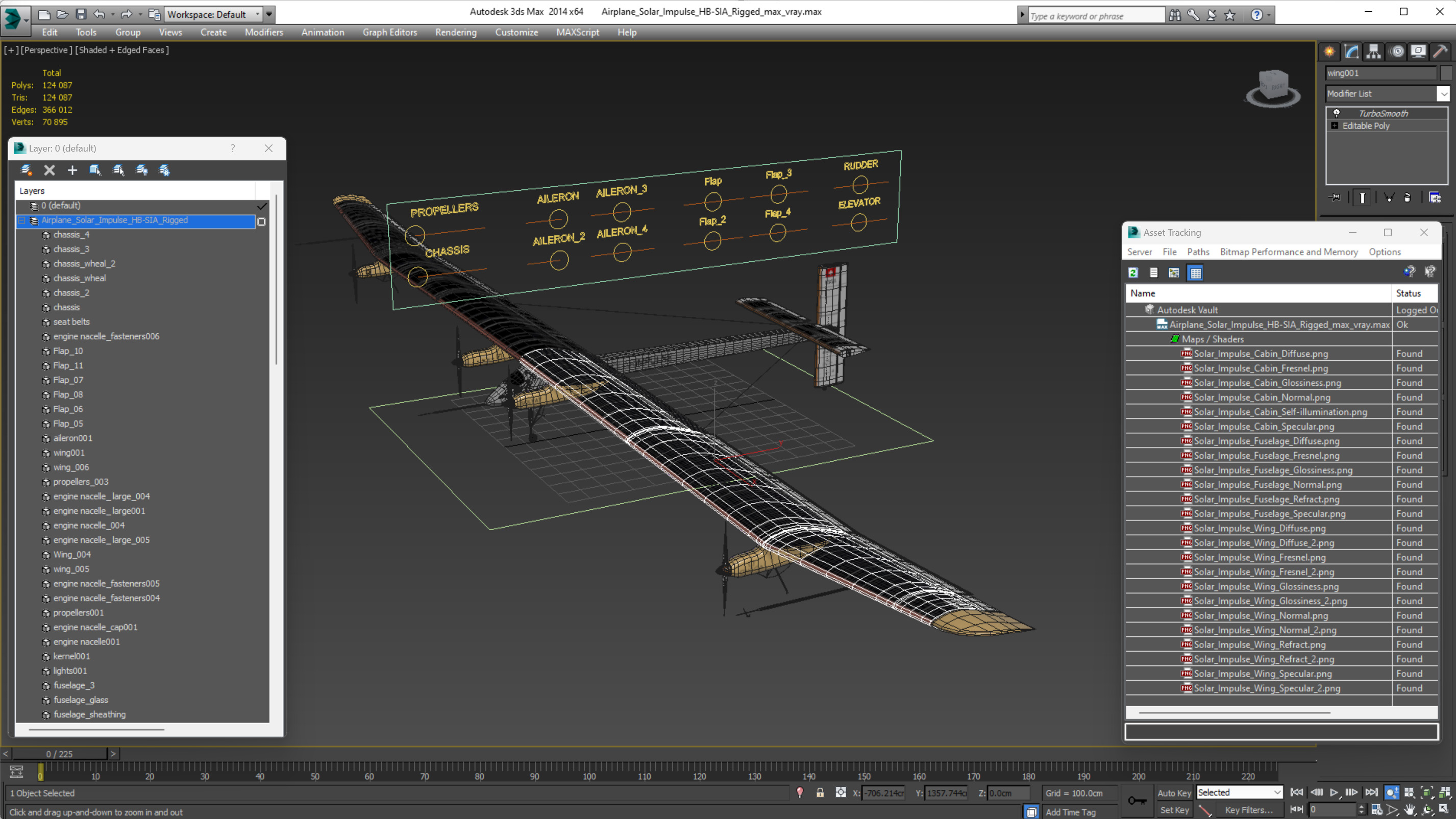 3D Airplane Solar Impulse HB-SIA Rigged