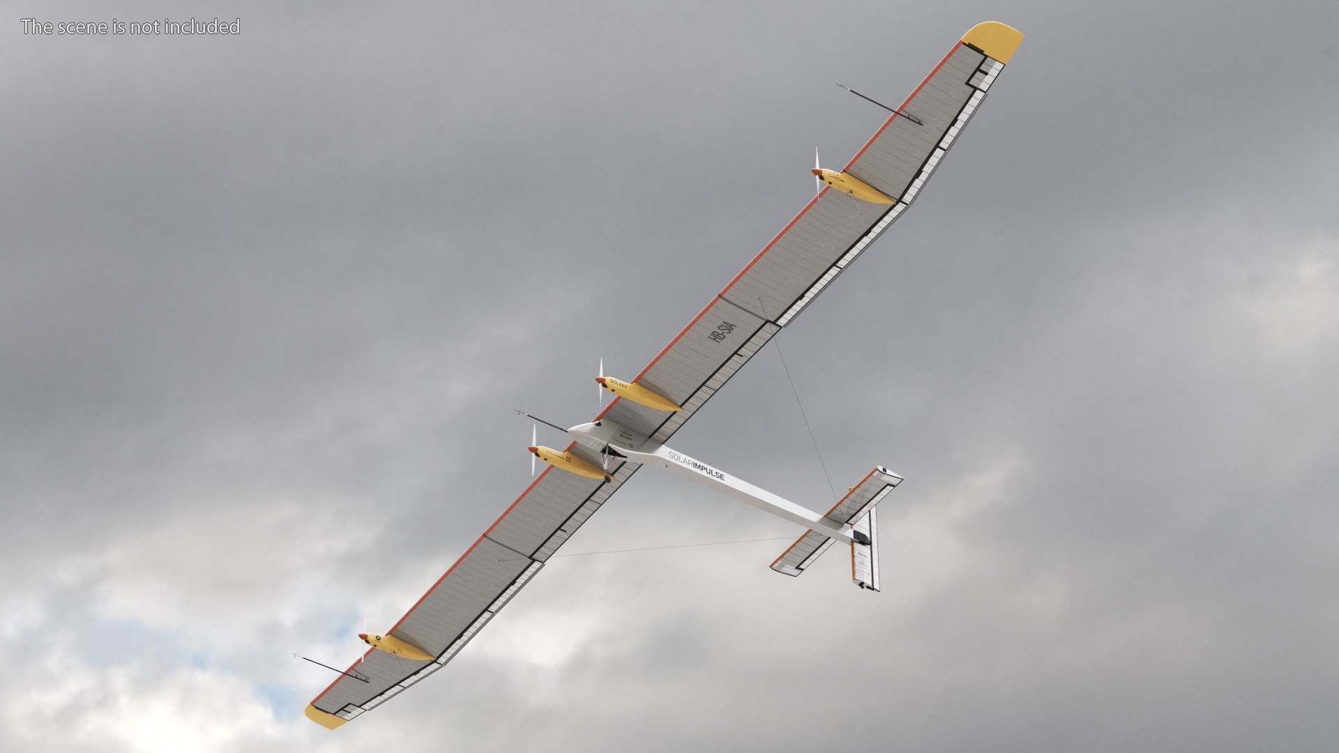 3D Airplane Solar Impulse HB-SIA Rigged