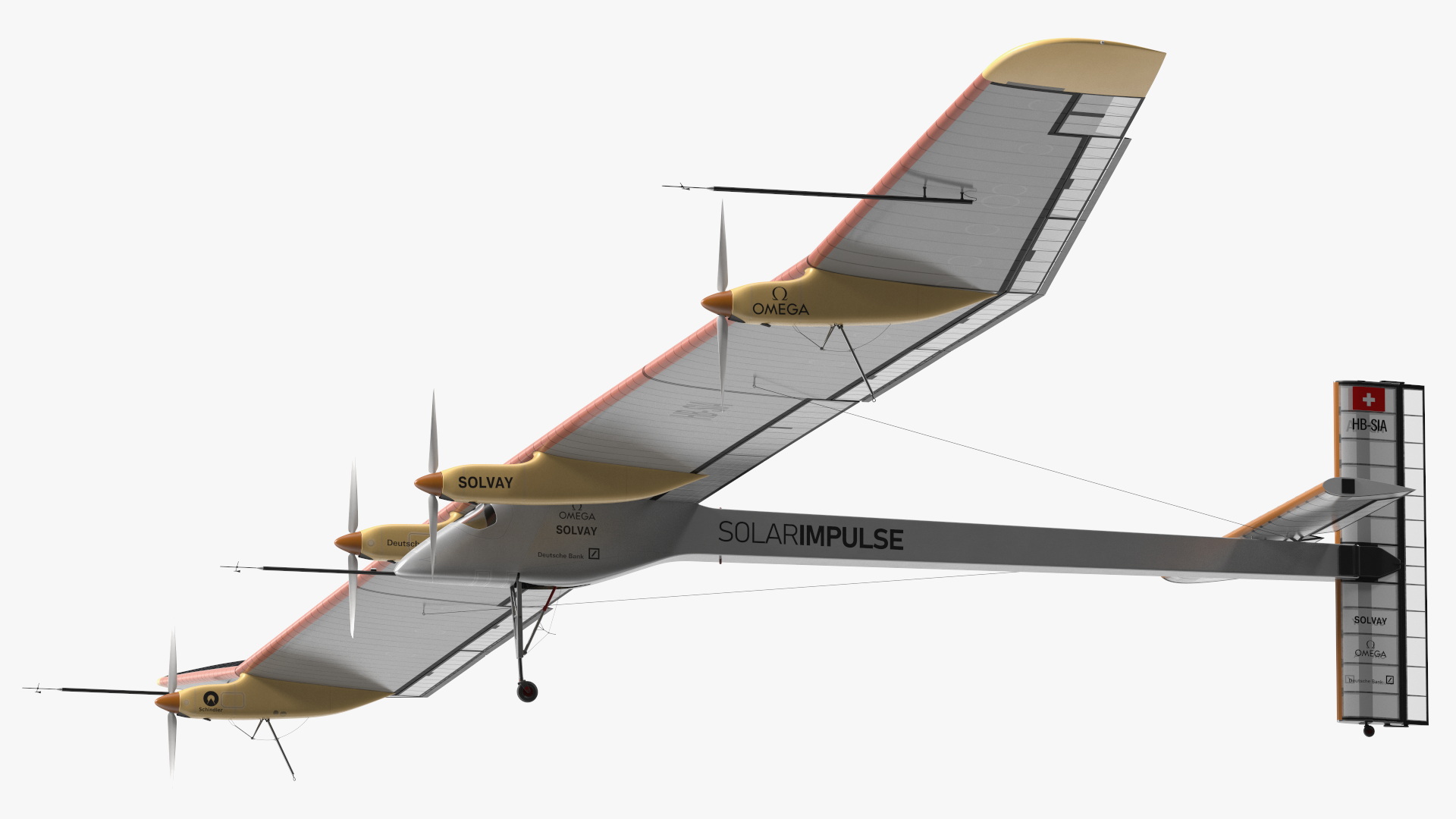 3D Airplane Solar Impulse HB-SIA Rigged