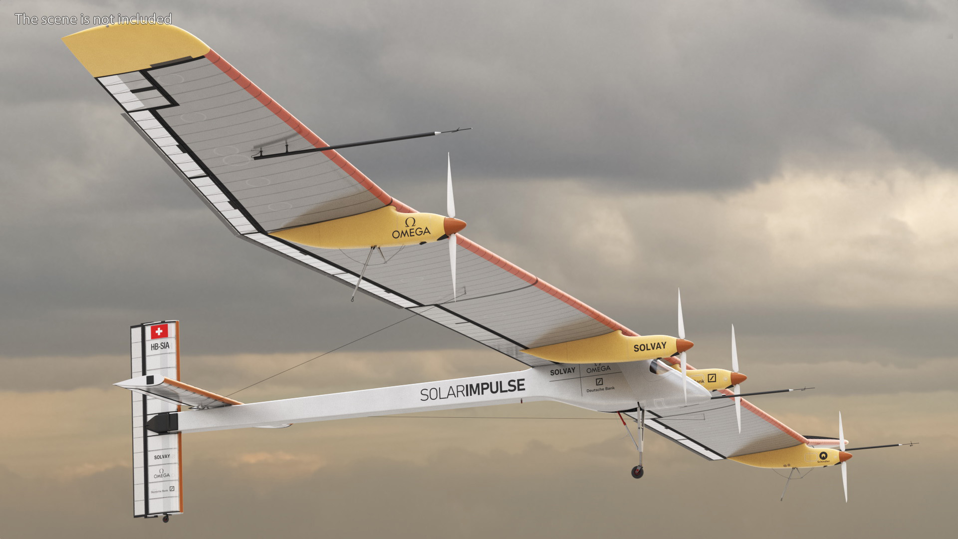 3D Airplane Solar Impulse HB-SIA Rigged