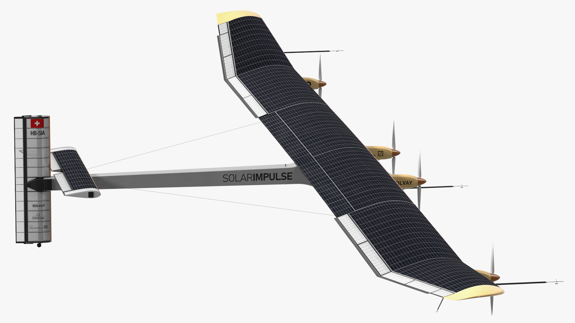 3D Airplane Solar Impulse HB-SIA Rigged