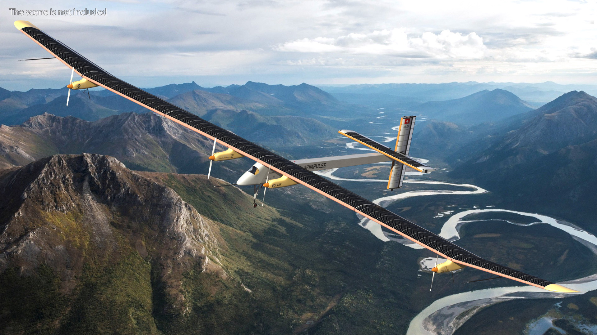 3D Airplane Solar Impulse HB-SIA Rigged