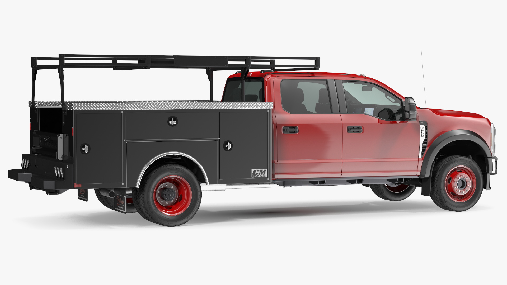 Ford Super Duty F550 with Service Body Red Rigged 3D model