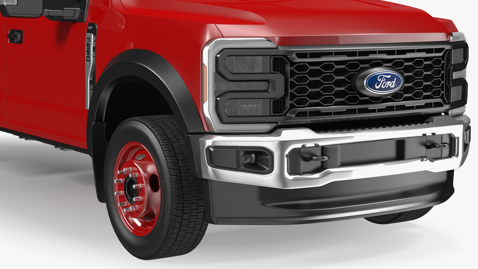 Ford Super Duty F550 with Service Body Red Rigged 3D model