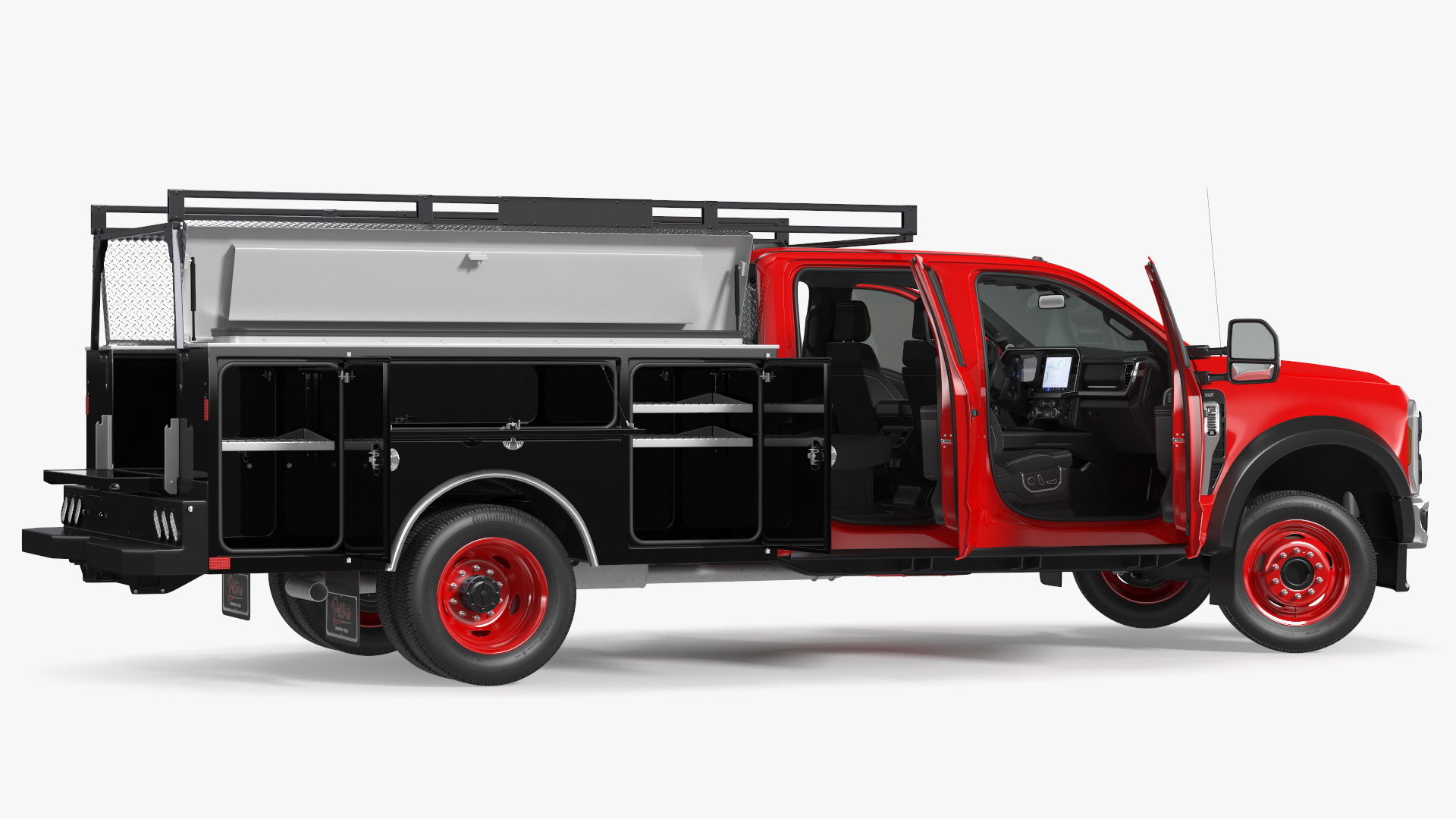 Ford Super Duty F550 with Service Body Red Rigged 3D model