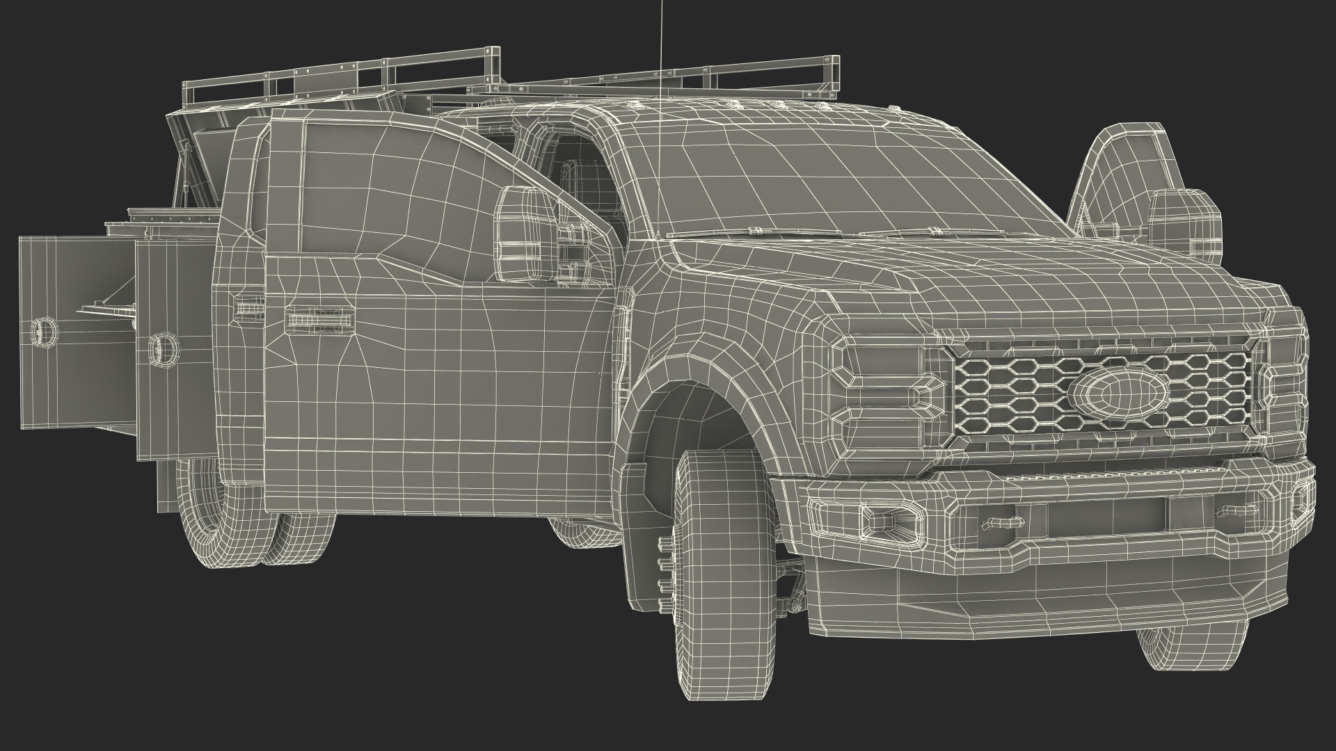 Ford Super Duty F550 with Service Body Red Rigged 3D model