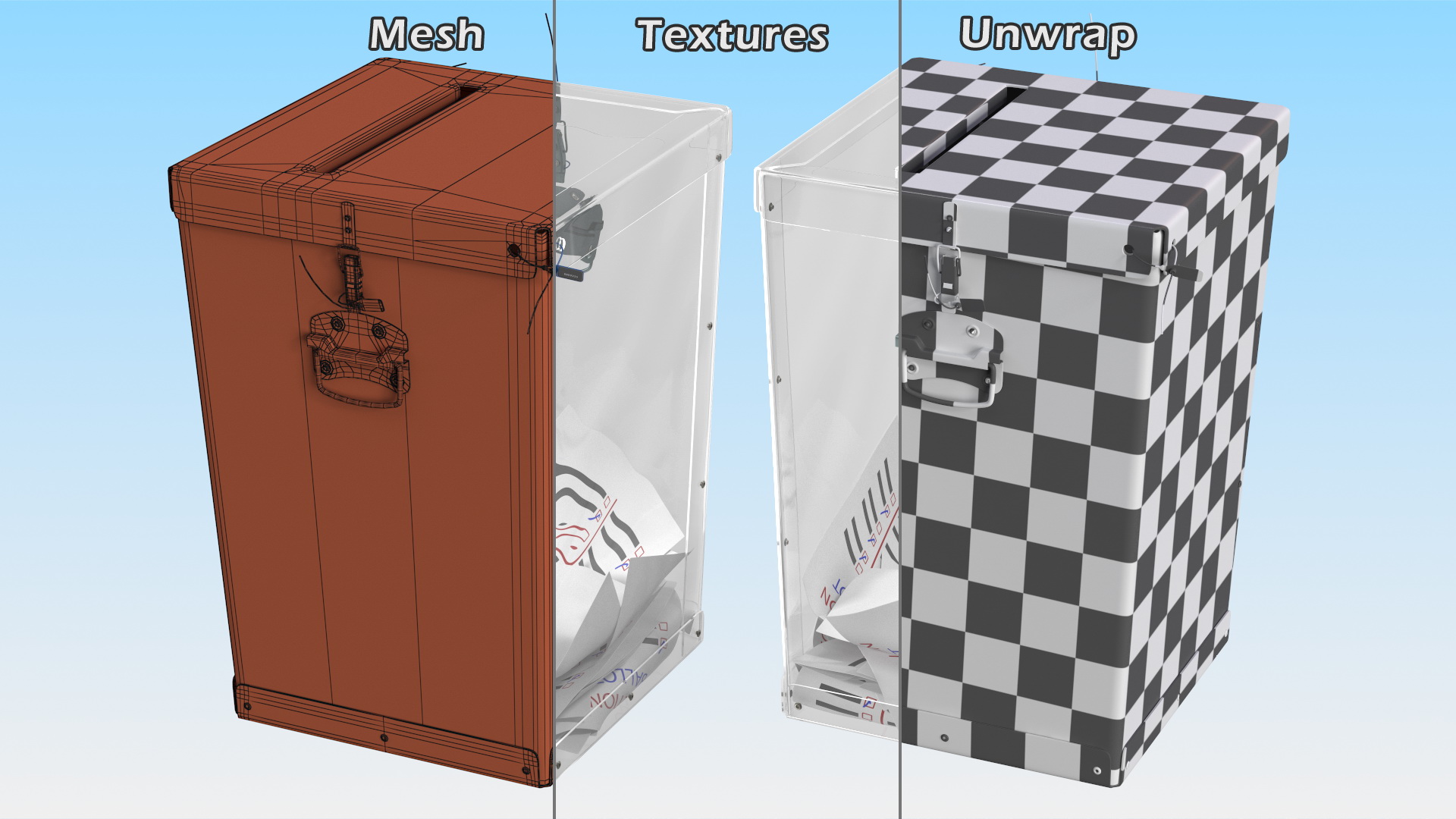 3D Transparent Ballot Box With Paper model