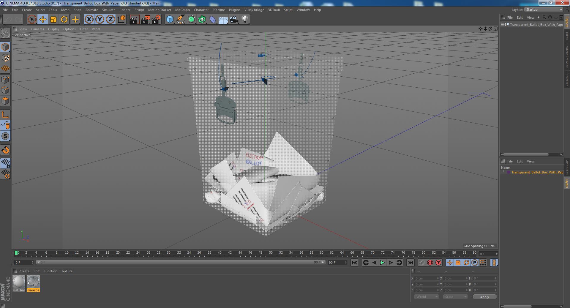 3D Transparent Ballot Box With Paper model