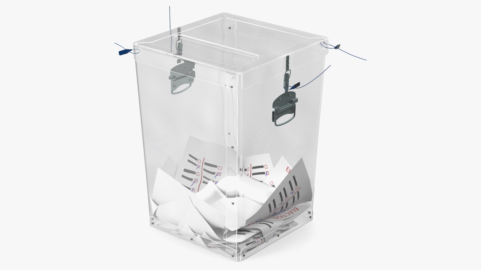 3D Transparent Ballot Box With Paper model