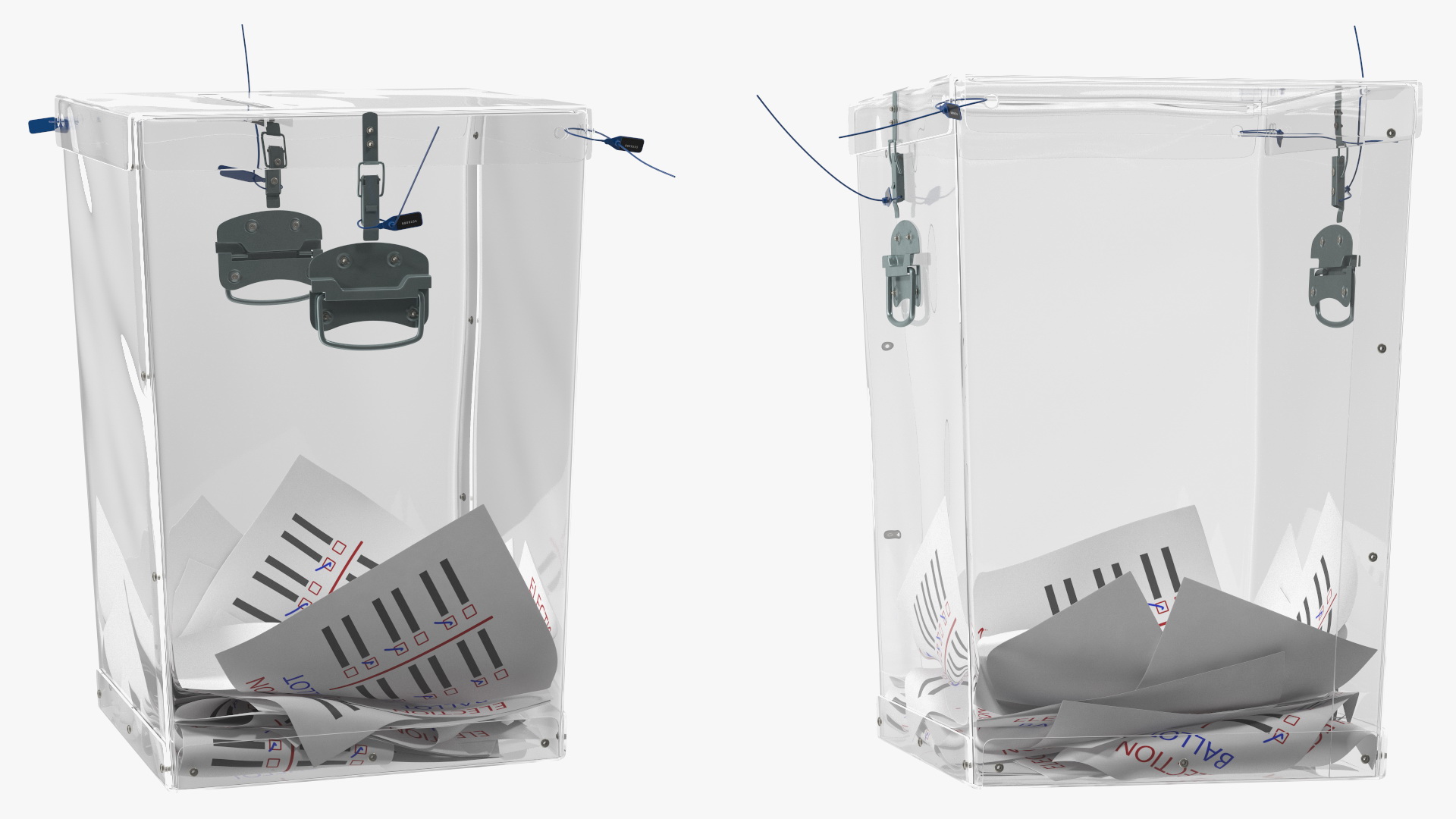 3D Transparent Ballot Box With Paper model