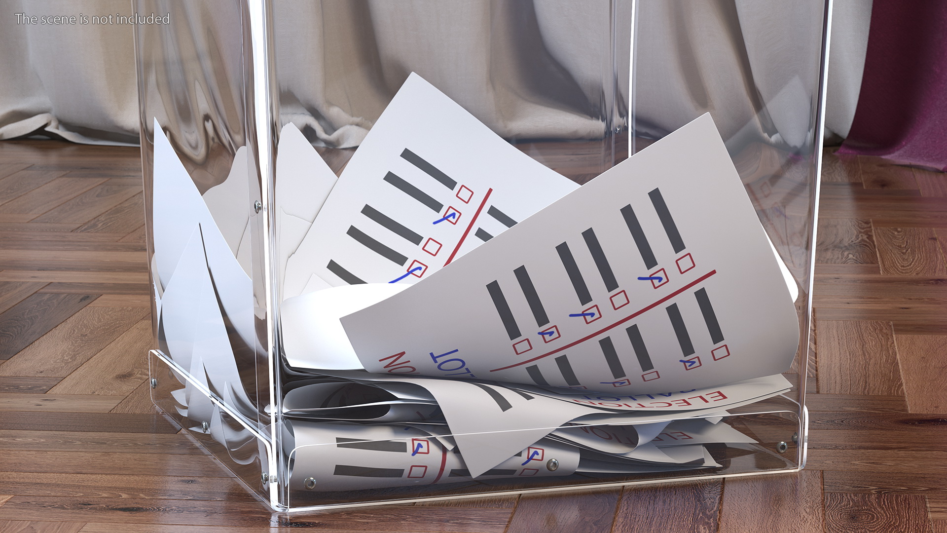 3D Transparent Ballot Box With Paper model