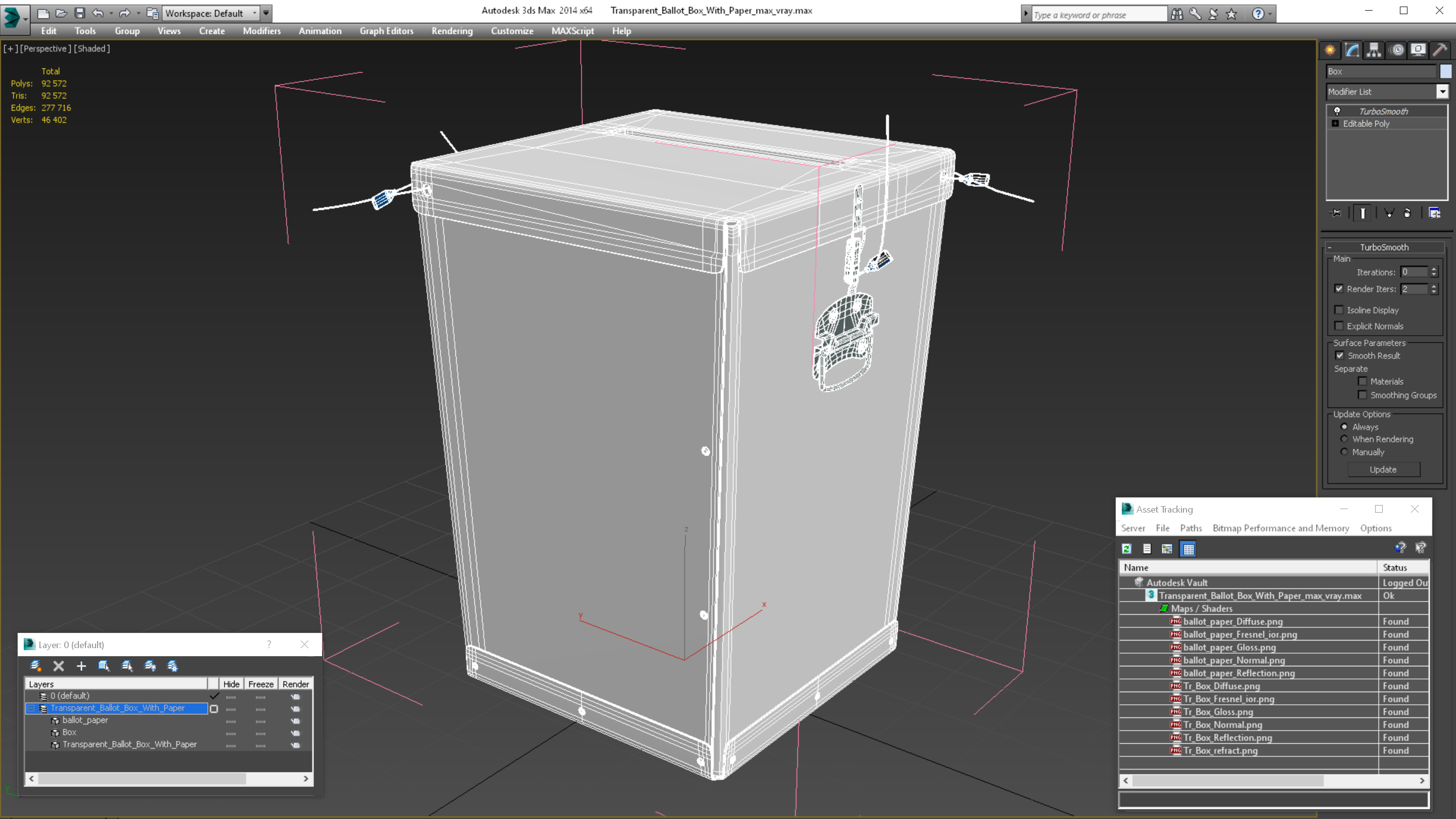 3D Transparent Ballot Box With Paper model