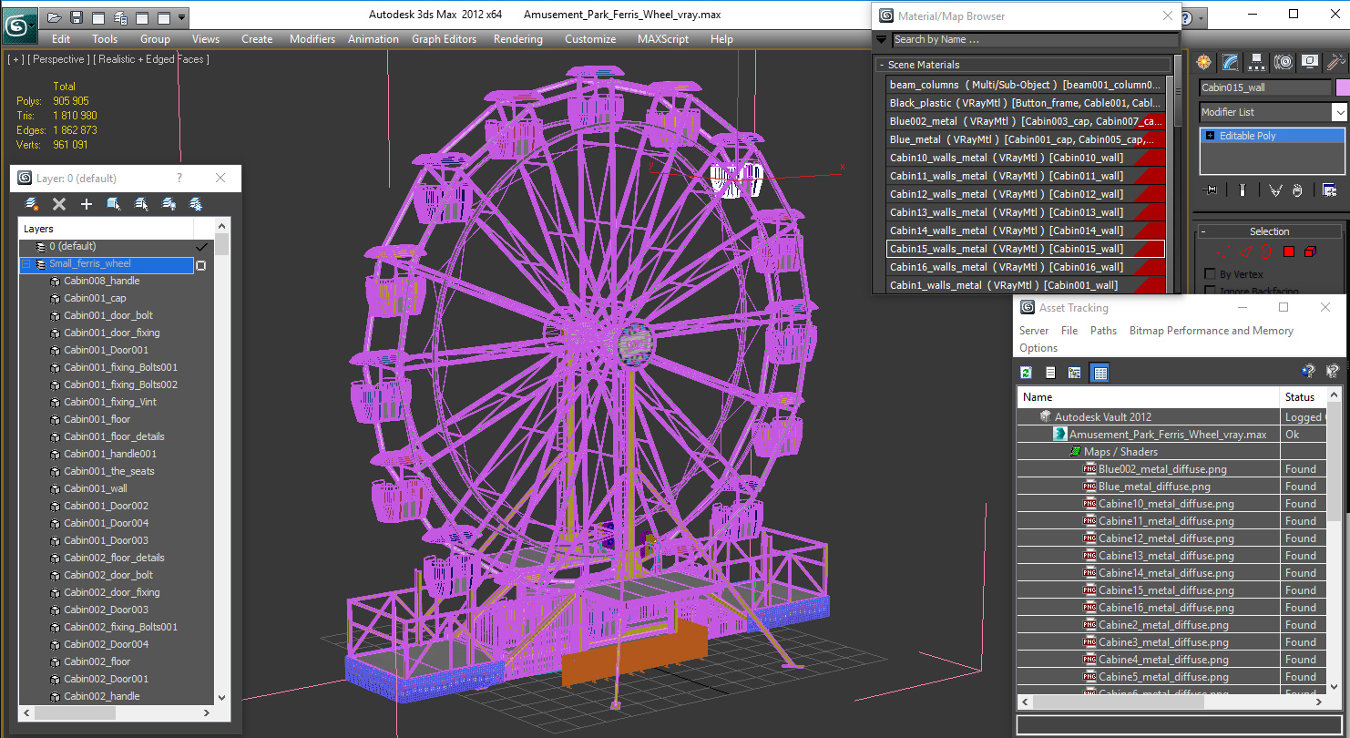 Amusement Park Ferris Wheel 3D