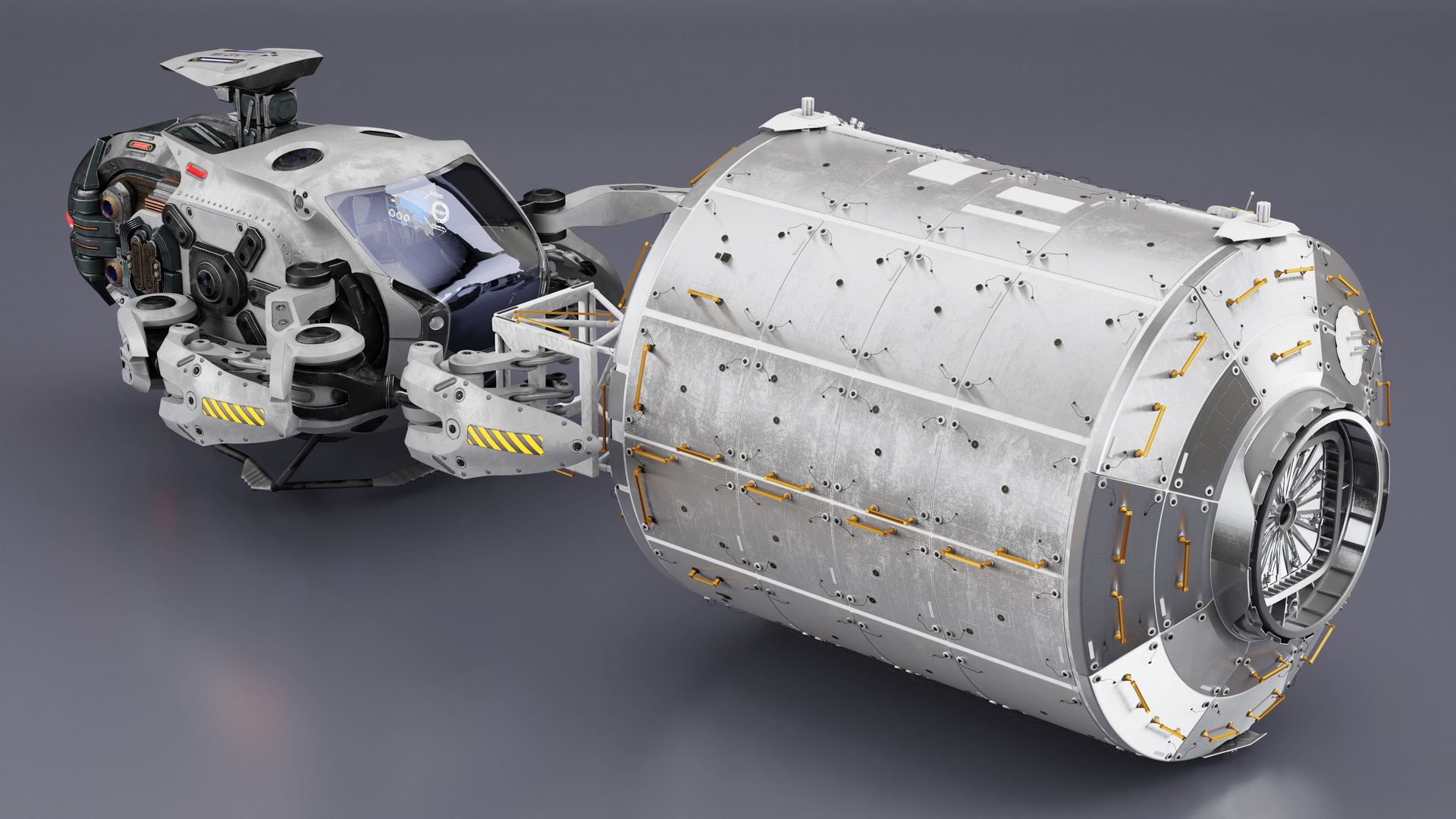 Sci Fi Space Loader with Space Module Rigged 3D model