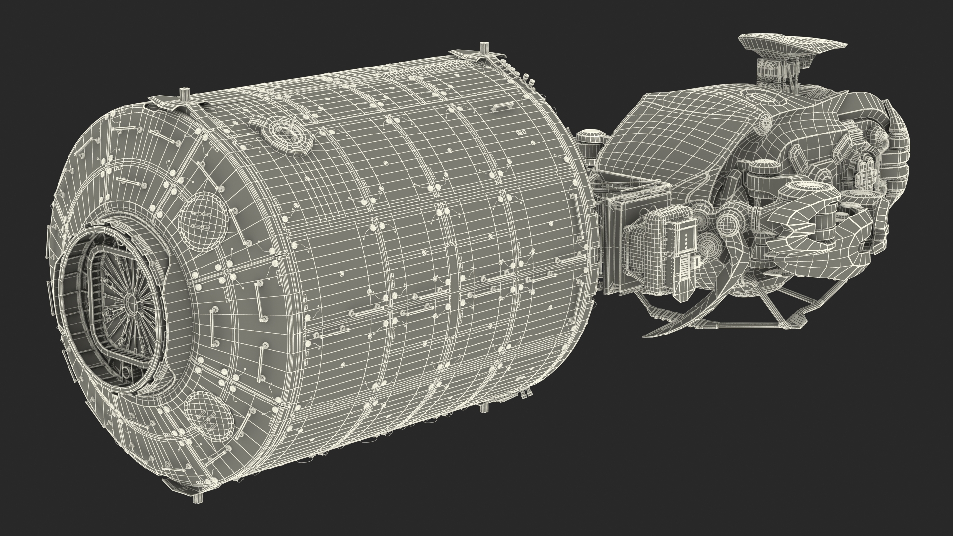 Sci Fi Space Loader with Space Module Rigged 3D model