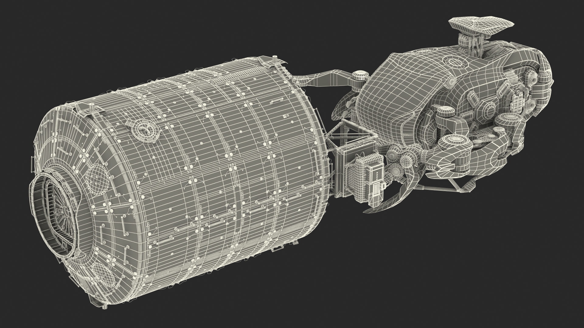 Sci Fi Space Loader with Space Module Rigged 3D model