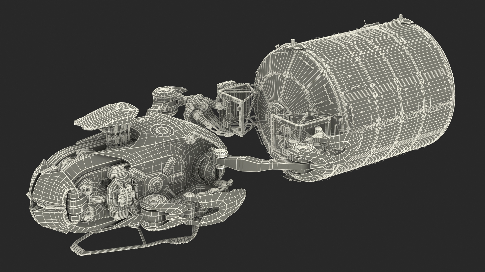 Sci Fi Space Loader with Space Module Rigged 3D model