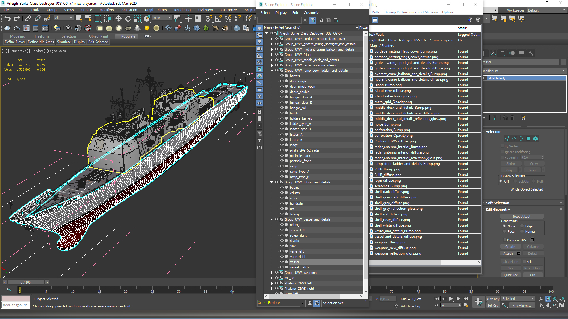 Arleigh Burke Class Destroyer USS CG-57 3D model