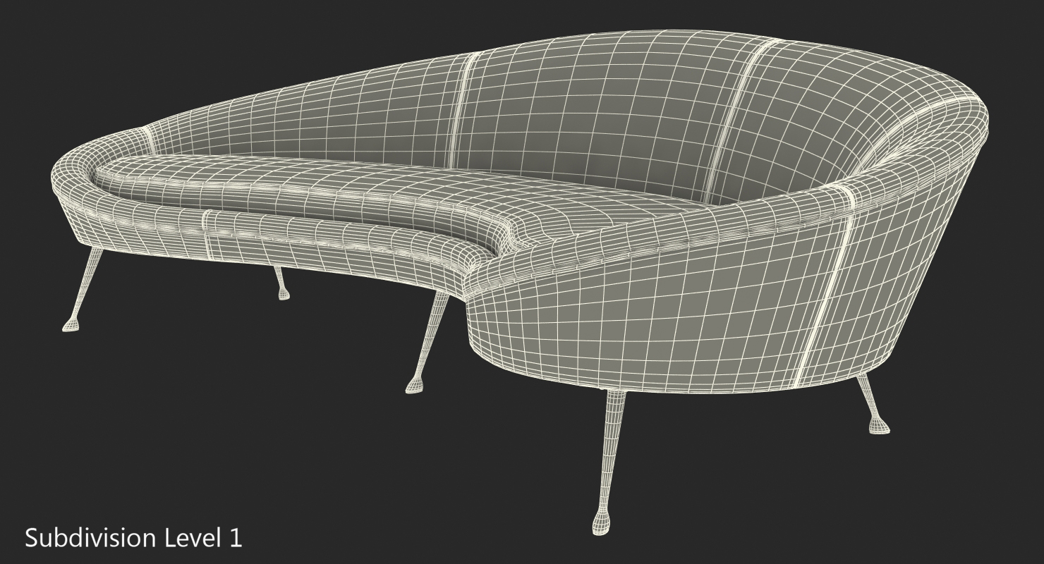 Ico Parisi Sofa 1950s Style Velvet 3D model