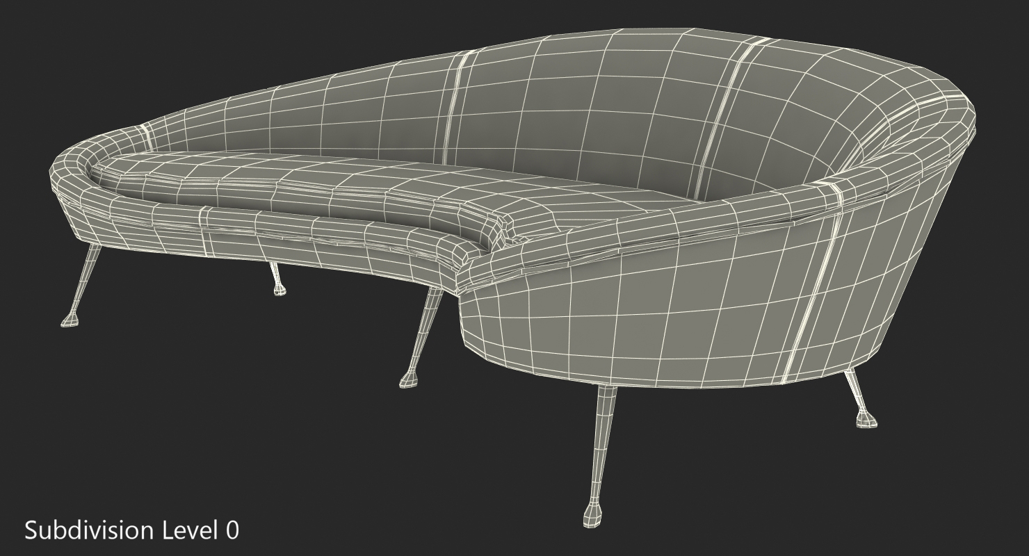 Ico Parisi Sofa 1950s Style Velvet 3D model