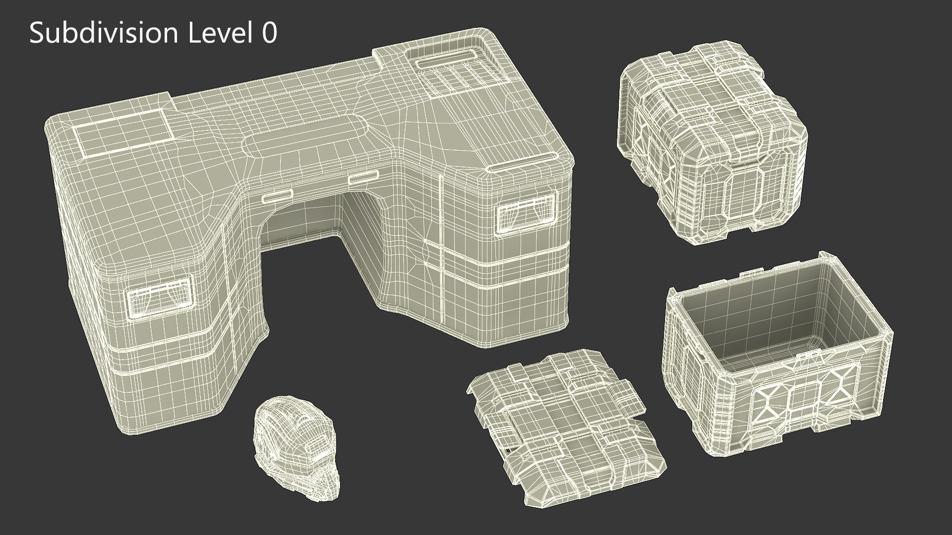 3D model Futuristic Control Console with Helmet and Storage Container