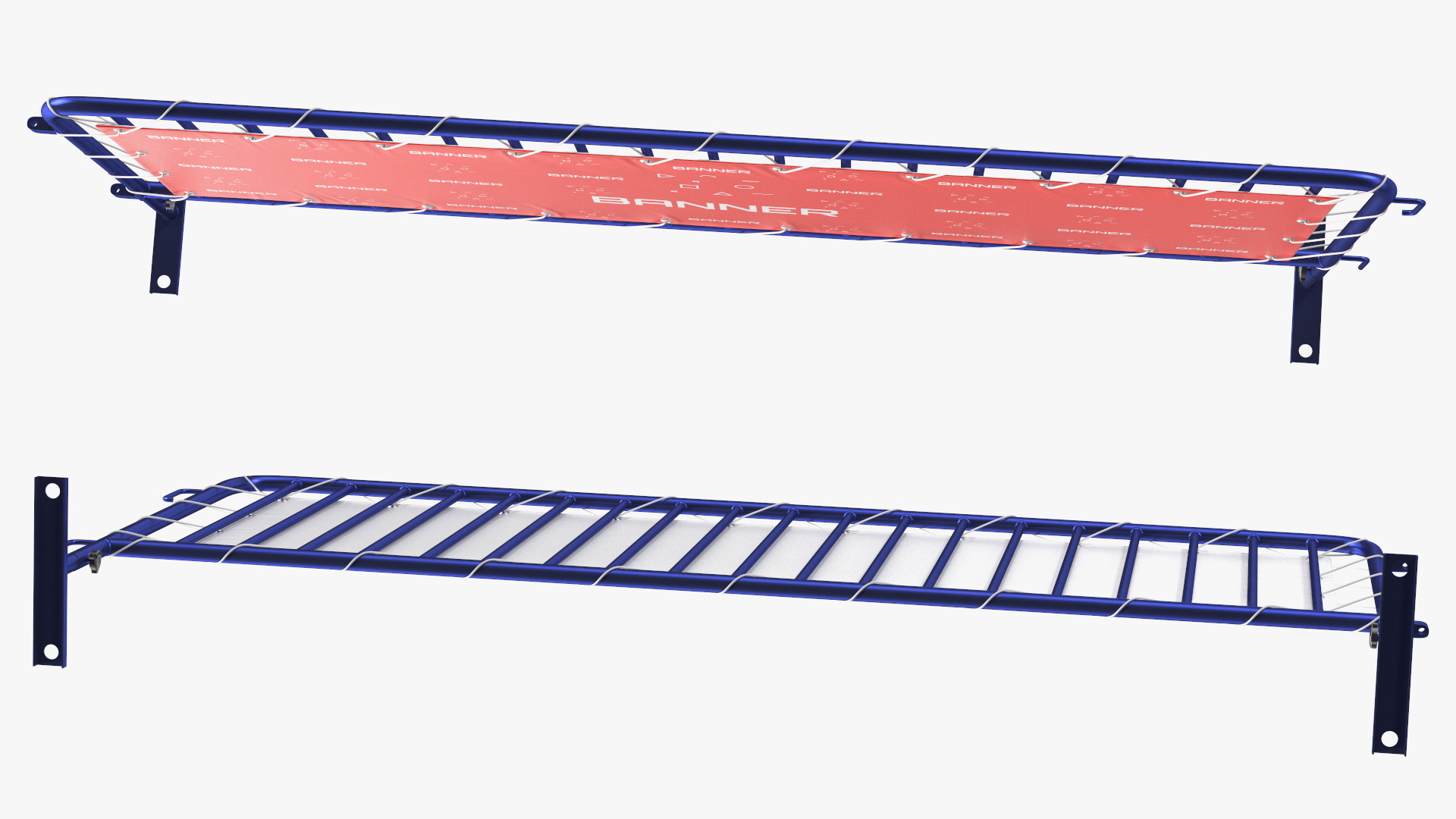 Modular Crowd Control Barrier Blue with Stretch Banner 3D model