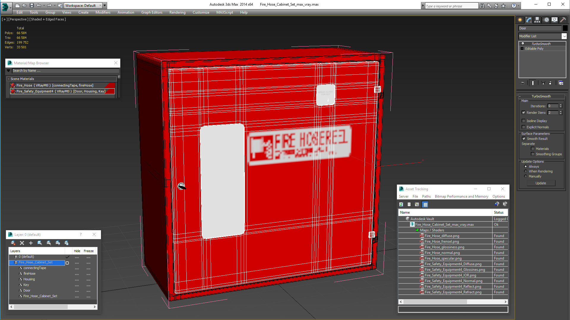 3D Fire Hose Cabinet Set