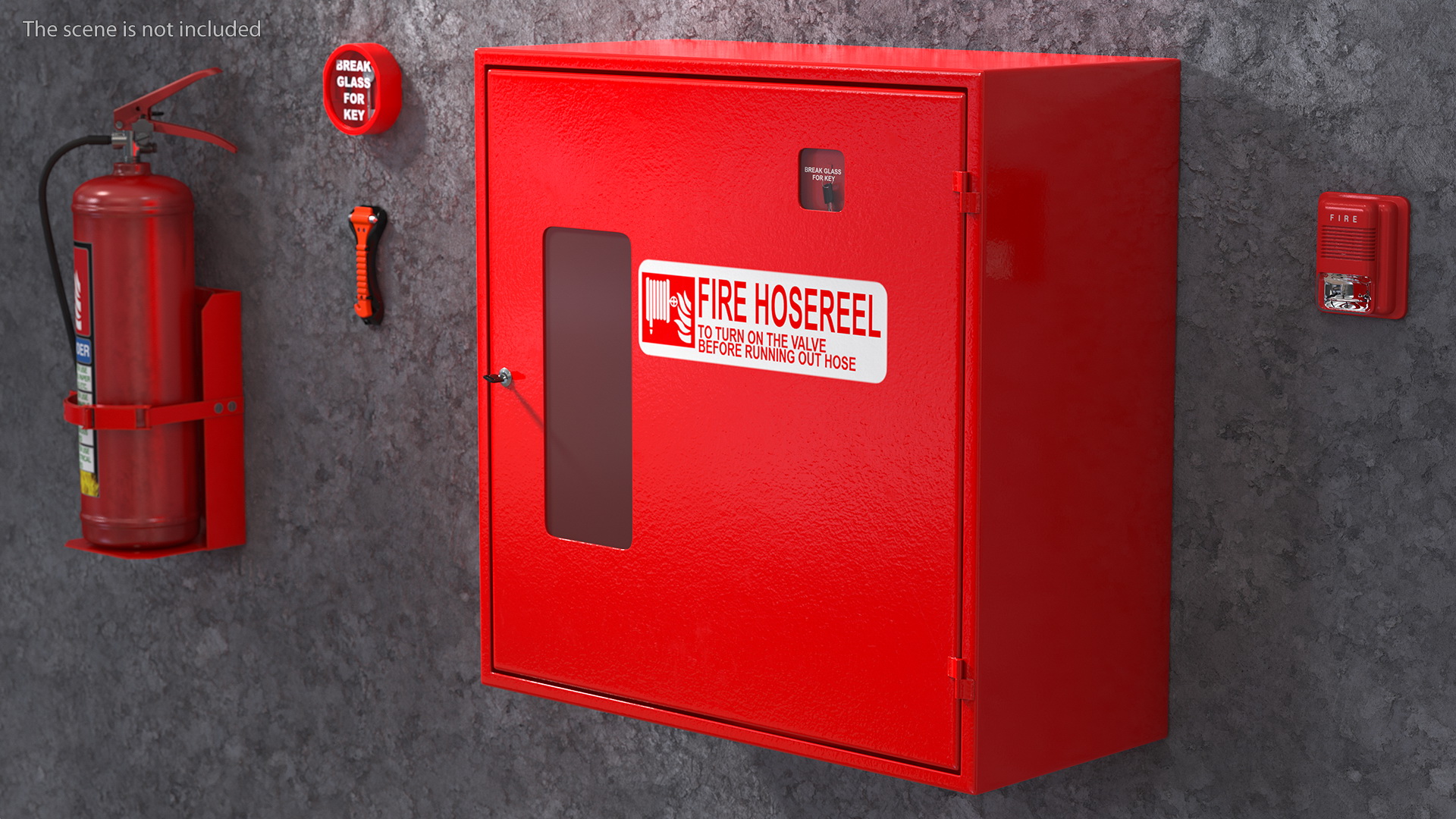 3D Fire Hose Cabinet Set