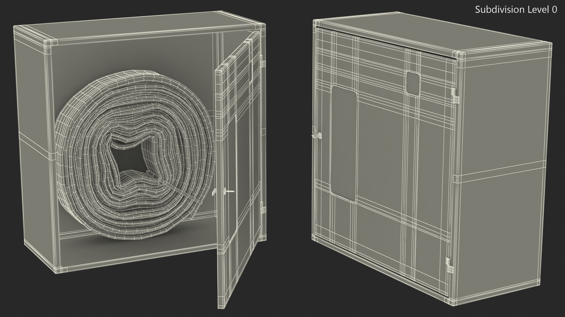 3D Fire Hose Cabinet Set