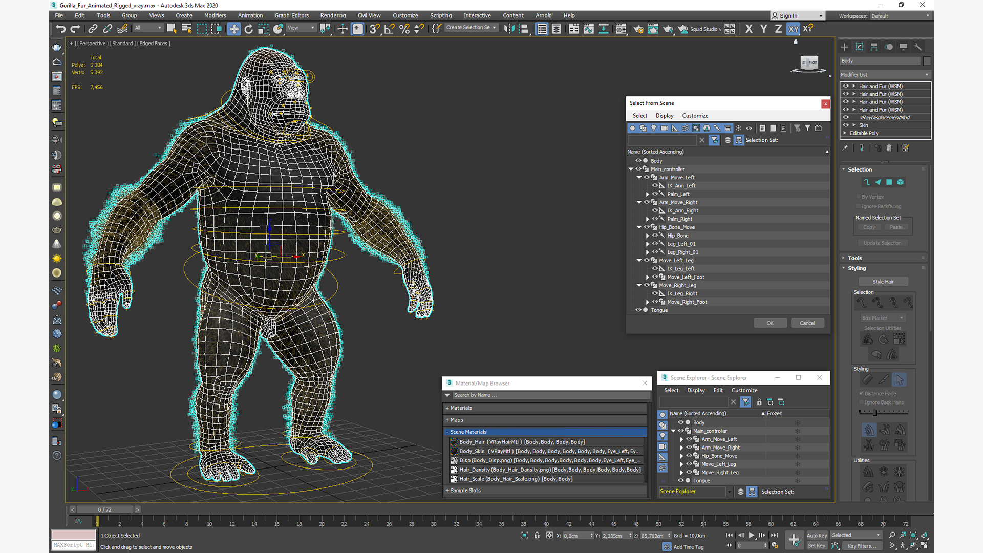 Gorilla Fur Animated Rigged 3D