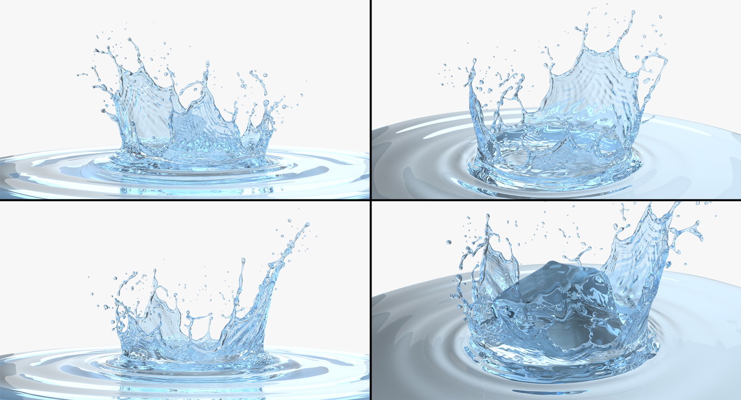 3D Ice Cube Water Splash