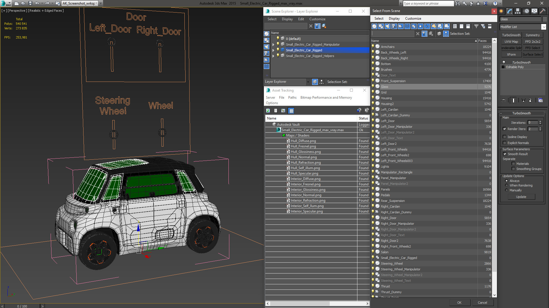 3D model Small Electric Car Rigged