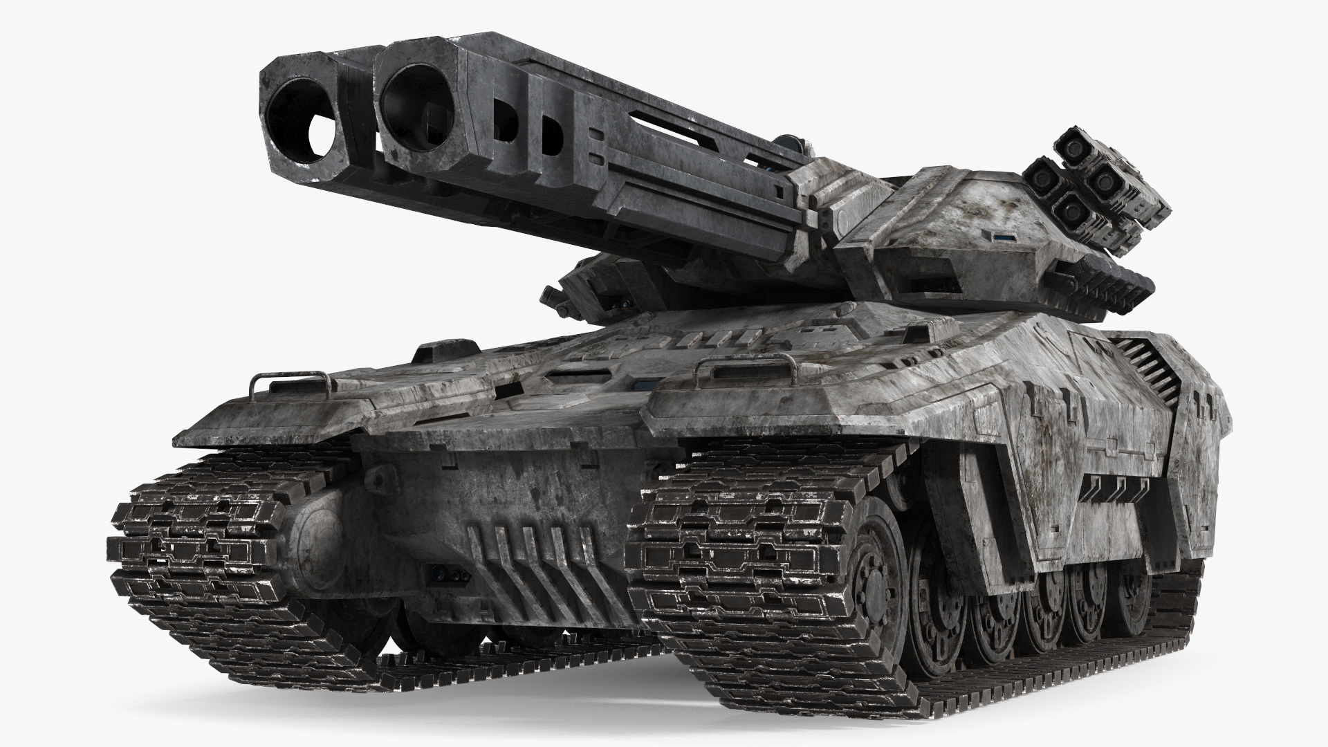 Futuristic Battle Tank with Damage 3D model