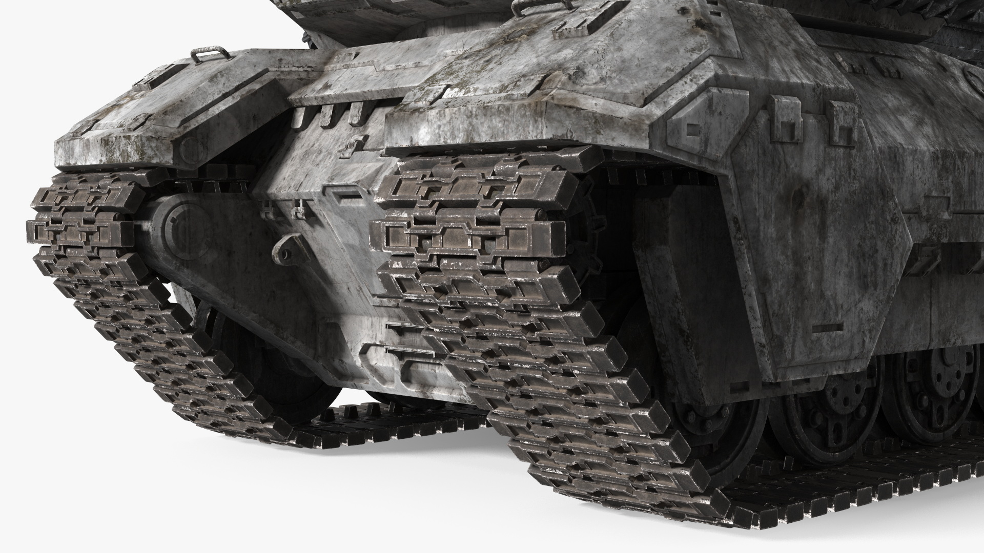 Futuristic Battle Tank with Damage 3D model