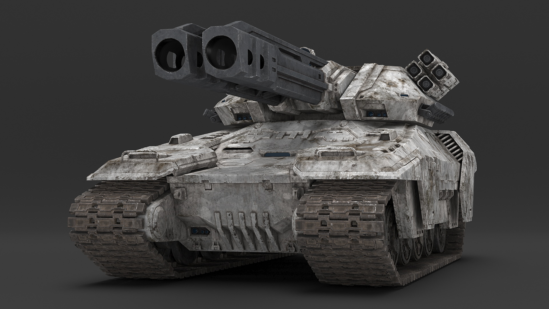 Futuristic Battle Tank with Damage 3D model