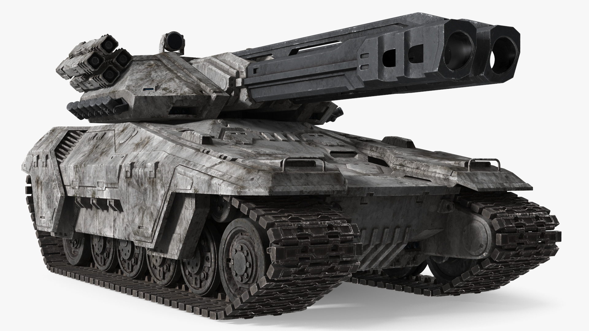 Futuristic Battle Tank with Damage 3D model