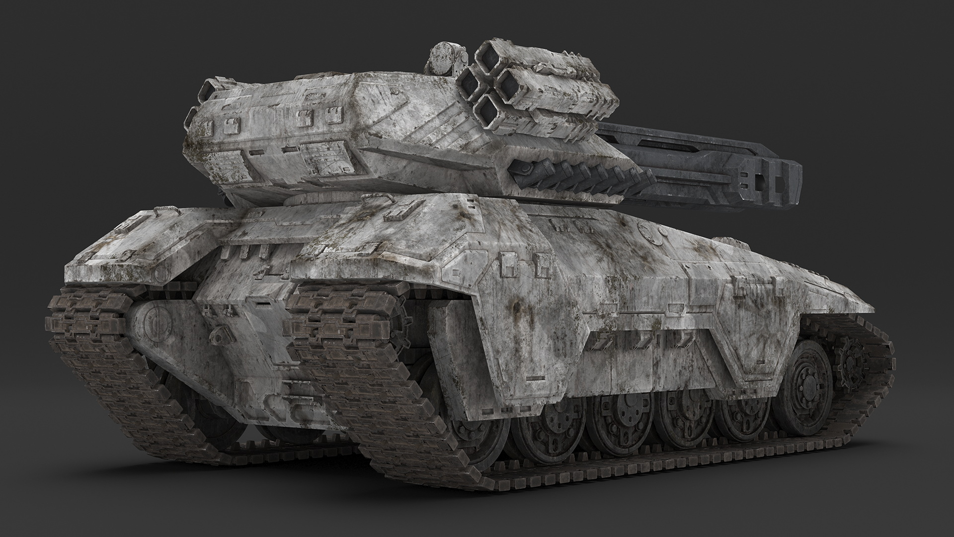 Futuristic Battle Tank with Damage 3D model