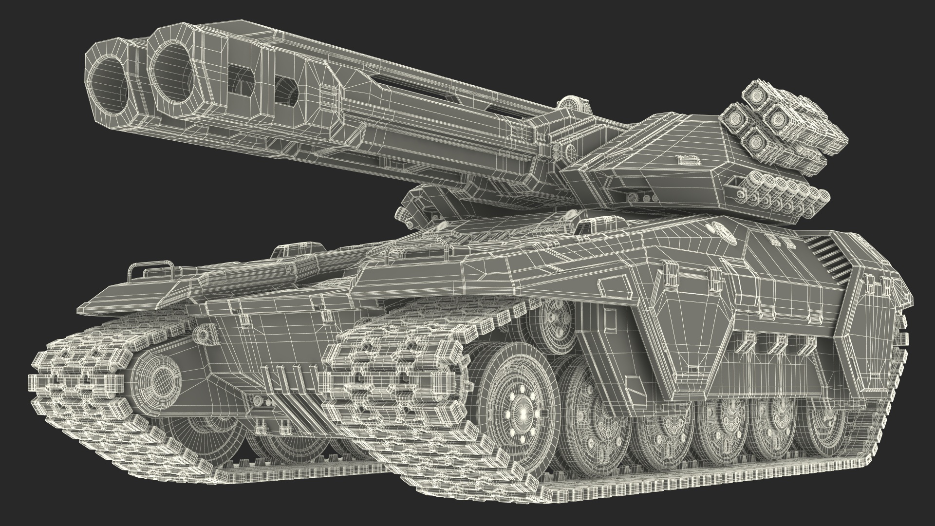 Futuristic Battle Tank with Damage 3D model